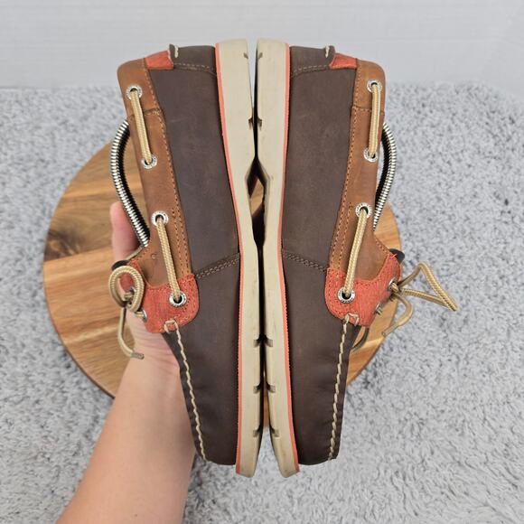 Sperry Top Sider Men 8M Leeward 2-Eye Two Tone Brown Leather Lifestyle Boat Shoe - Picture 7 of 12
